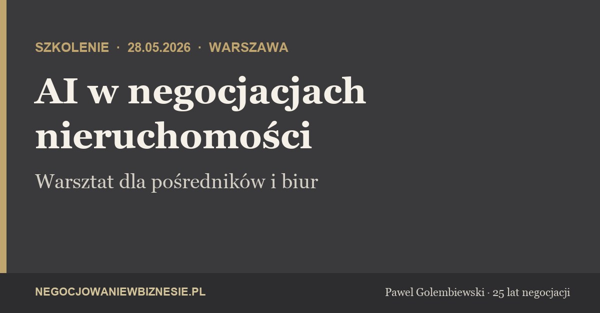 Szkolenie AI dla pośrednika nieruchomości - 28.05 Warszawa
